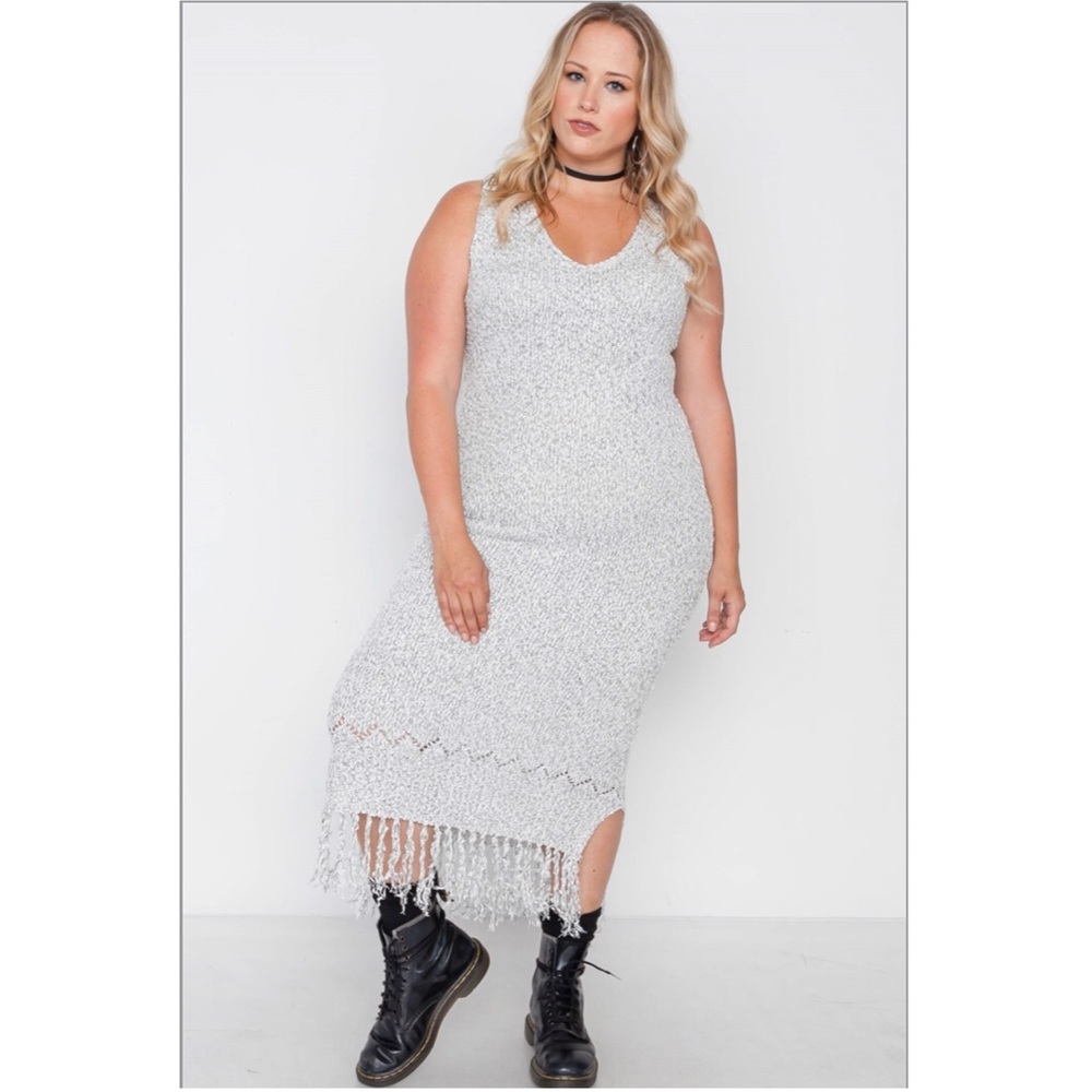 👗Marled Natural Sleeveless Fringe Maxi Dress👗